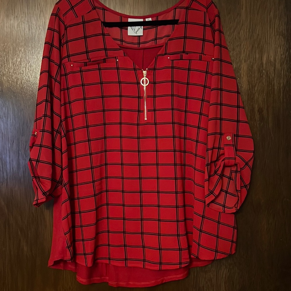 Red and black blouse